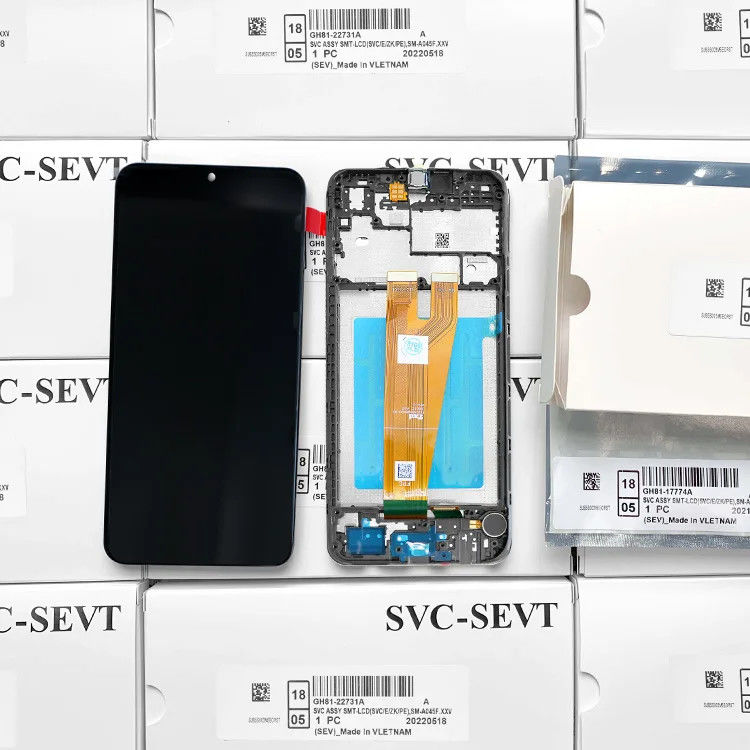 A045 Màn hình màn hình LCD với khung cho  a045 Điện thoại di động cảm ứng Pantalla  A04 gói dịch vụ gốc LCDS
